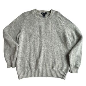 Blumarine Uomo Unisex L Wool Blend Fisherman Crew Neck Pullover Beige Gray Italy